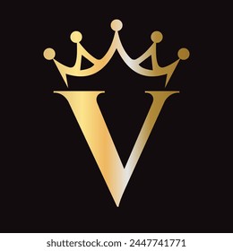 Brief V Crown Logo für Königin Zeichen, Schönheit, Mode, Stern, Elegant, Luxus Symbol	