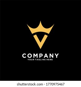  Letter V Crown Logo Template Stock Vector 