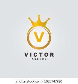Letter V Crown Ring Diamond Jewelry Accessories Logo Vector Icon