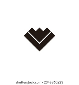 Letter V crown, square geometric symbol simple logo vector