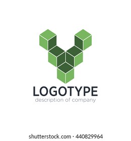 Letter V cube figure logo icon design template elements