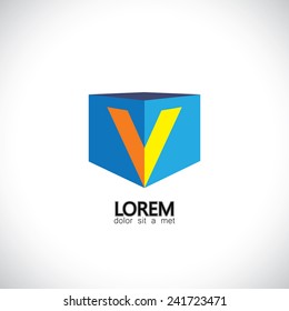 letter v as cube icon design template elements - vector graphic illustration