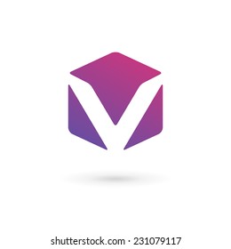 Letter V Cube Logo Icon Design Template Elements 