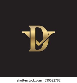 letter V and D monogram golden logo