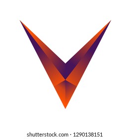 letter v, dark blue and orange diamond logo