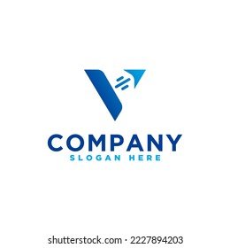 letter V and data logo icon and vector