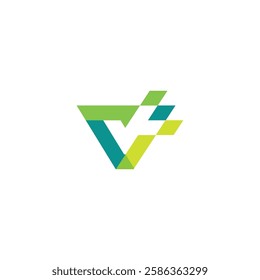 Letter V data tech logo concept