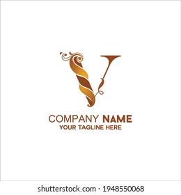 letter v decoration gold vector