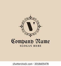 Letter v decorative logo design template