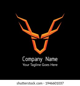 Letter V in the deer antlers shape with embossed effect. The initial logo for business brand identity