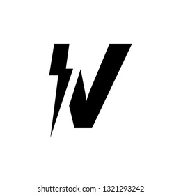 Letter V design lightning power symbol energy electricity logo icon bolt isolated on white background. Vector Illustration