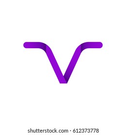 Letter V design typographic. unique and simple design with purple