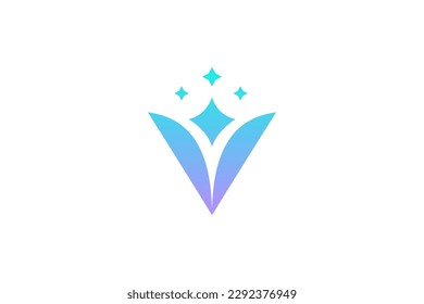 letter v and diamond color gradient logo design
