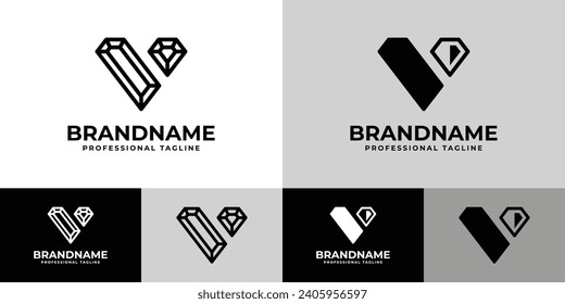 Letter V Diamond Logo Set, suitable for business related to Diamond with V initial