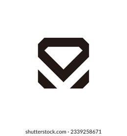 Letter V Diamant, quadratisches geometrisches Symbol, einfacher Logo, Vektorgrafik