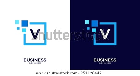 Letter V digital tech logo design inspiration.