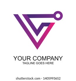 Letter V Digital Technology Logo Vector