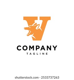 Letra V Dingo ícone de logotipo vetor
