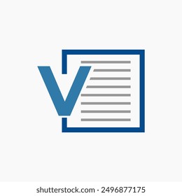 Letter V Document logo design template