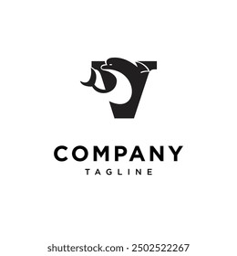 Letter V Dolphin logo icon vector