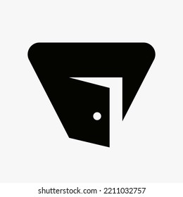 Letter V Door Logo Design Combined With Minimal Open Door Icon Vector Template