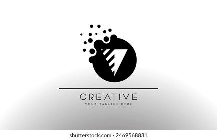 Buchstabe V Dots Logo. V Letter Design Vektorgrafik mit Punkten.
