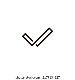 Letter v double, line, tick geometric symbol simple logo vector
