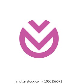 letter v down arrow circle logo vector