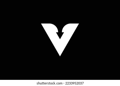Letter V Down Arrow Logo Design Template