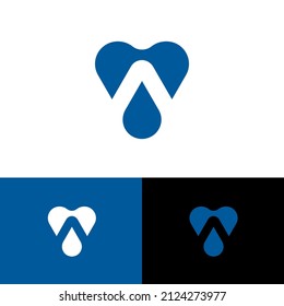 Logotipo de letra V Drop. Este logotipo se realiza utilizando la letra V y los elementos de gota de agua en un estilo sencillo y moderno. 