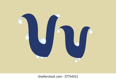 Letter V in drops