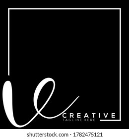 Letter V Dynamic White Typography Logo Template with Square line Frame