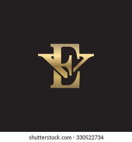 letter V and E monogram golden logo