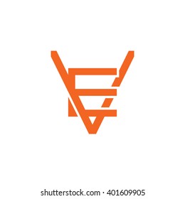 letter V and E monogram logo orange