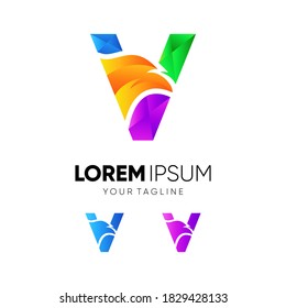 Letter V Eagle Colorful Logo Design Vector