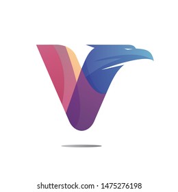 Letter V Eagle Head Logo Design