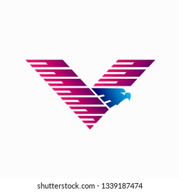 Letter V Eagle Logo