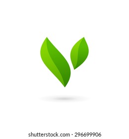 Letter V eco leaves logo icon design template elements 