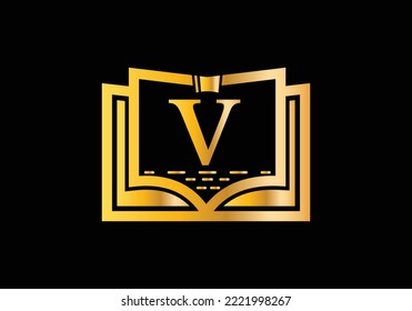 Letter V With Education Logo Book Concept. Training Career Sign, University, Academy Graduation Logo Template Vector Design.