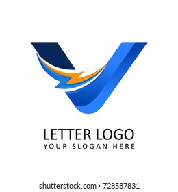 Letter v ELECTRICAL Alphabet Logo