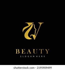 Letter V Elegance Luxury Beauty gold color women's fashion logo