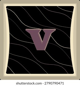 LETTER V expressive character artwork enhanced by skyward crest emblem and terrain style flowing contours pattern