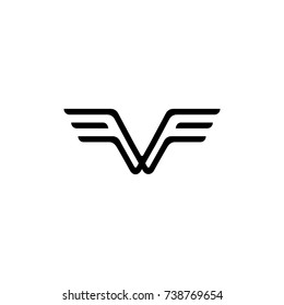 letter v f with wings symbol logo vector