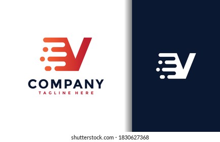letter V fast moving logo
