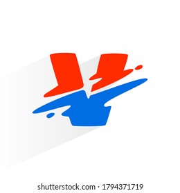 Letter V fast speed logo. Vector two part wave font for technology labels, game headlines, sport posters, etc.