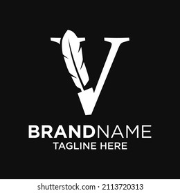 Letter V Feather Logo Design Template Inspiration, Vector Illustration.
