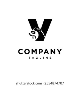 Letter V Ferret Logo Icon Vector