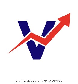 Letter V Financial Logo. Finance and Financial Investment Development Logo Template Concept with Business Growth Arrow