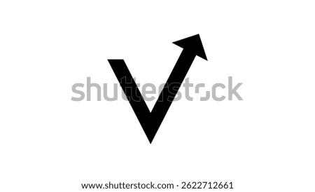 letter V in financial shape, black isolated silhouette