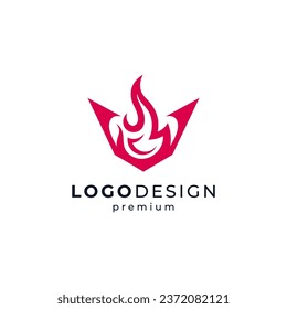 letter V and fire for firefighter or business logo design	
